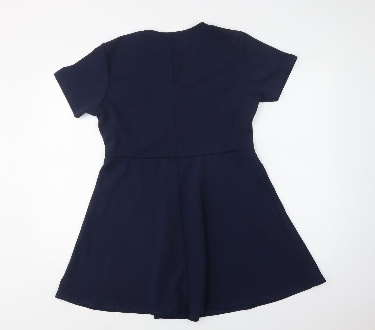 Boohoo Womens Blue  Polyester Fit & Flare  Size 14  Crew Neck