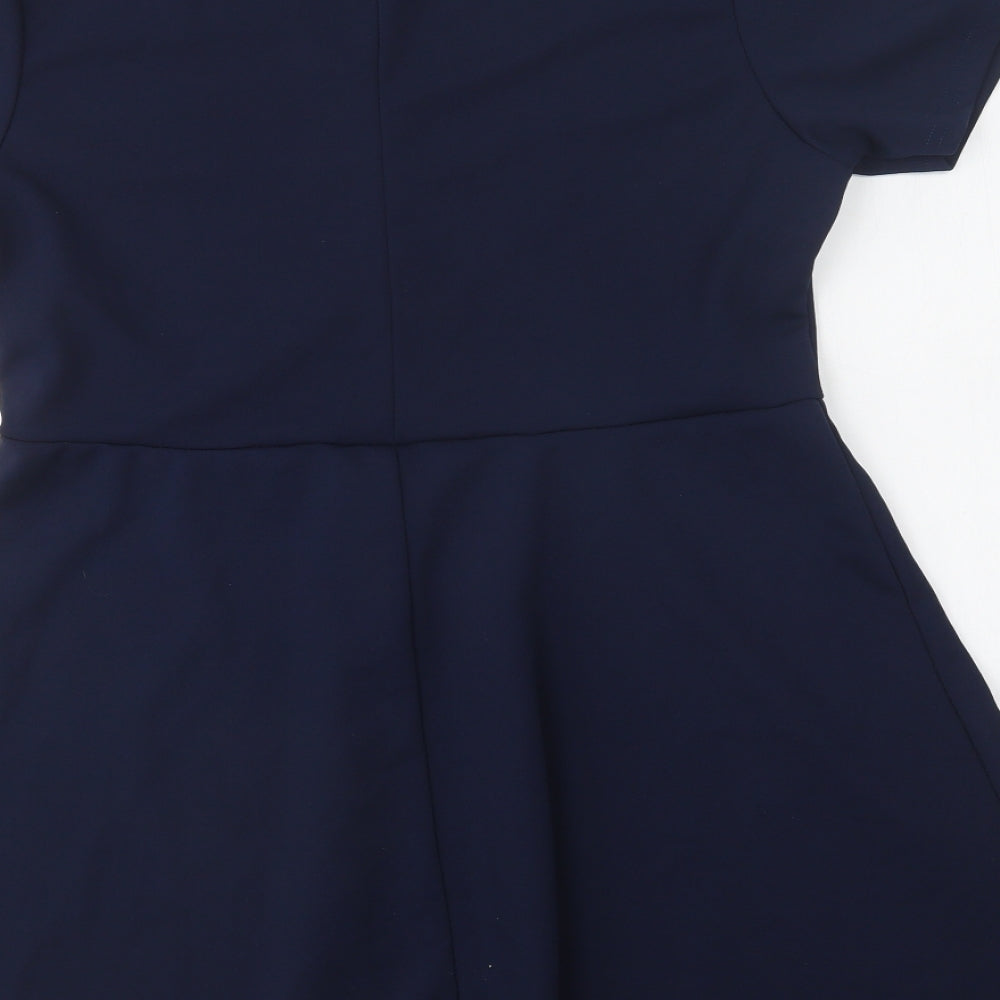 Boohoo Womens Blue  Polyester Fit & Flare  Size 14  Crew Neck