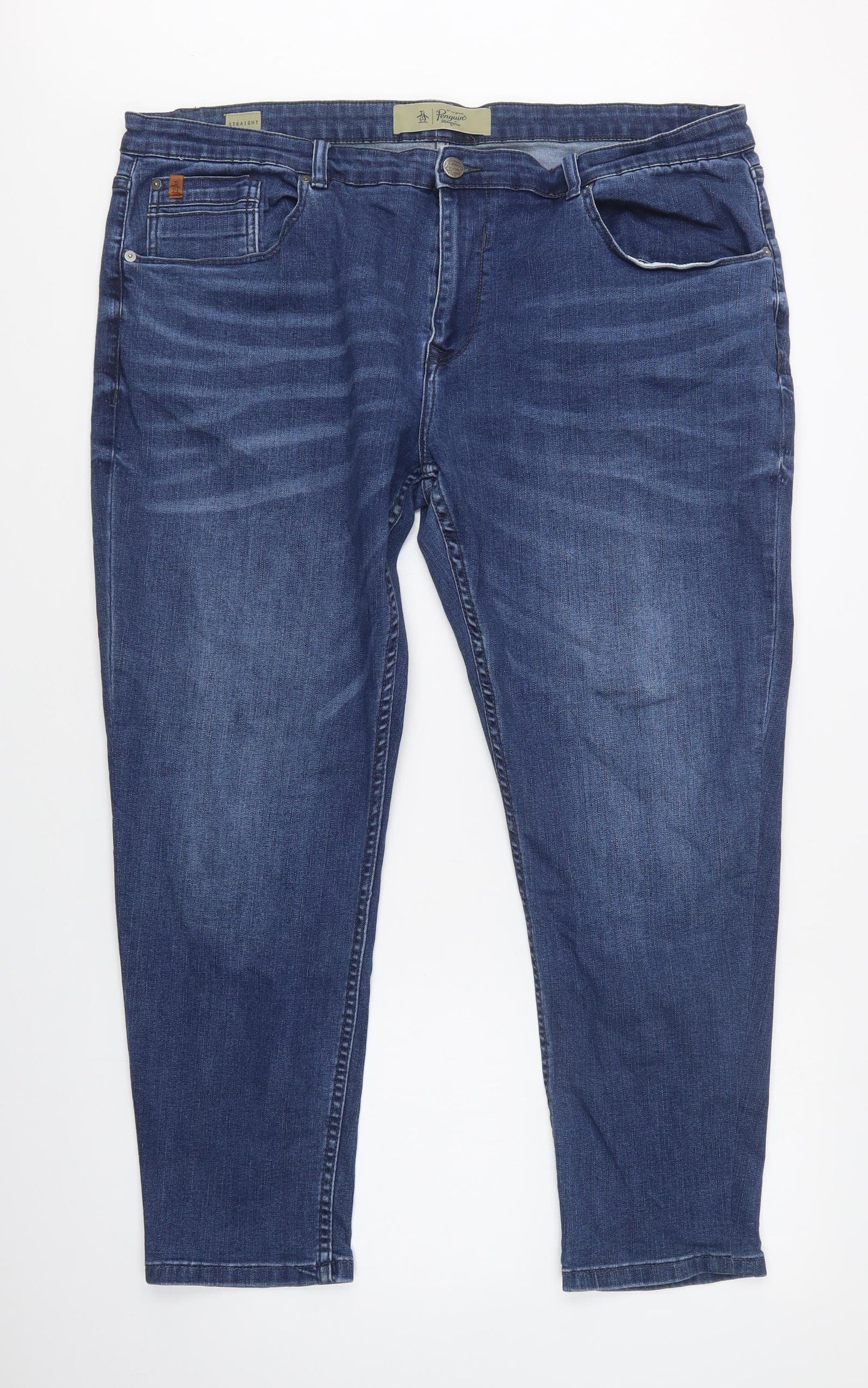 Penguin Mens Blue  Cotton Straight Jeans Size 44 L29 in Regular Button