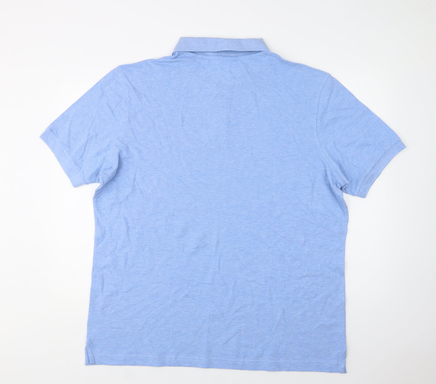 M&S Mens Blue  Cotton  Polo Size 2XL Collared Button