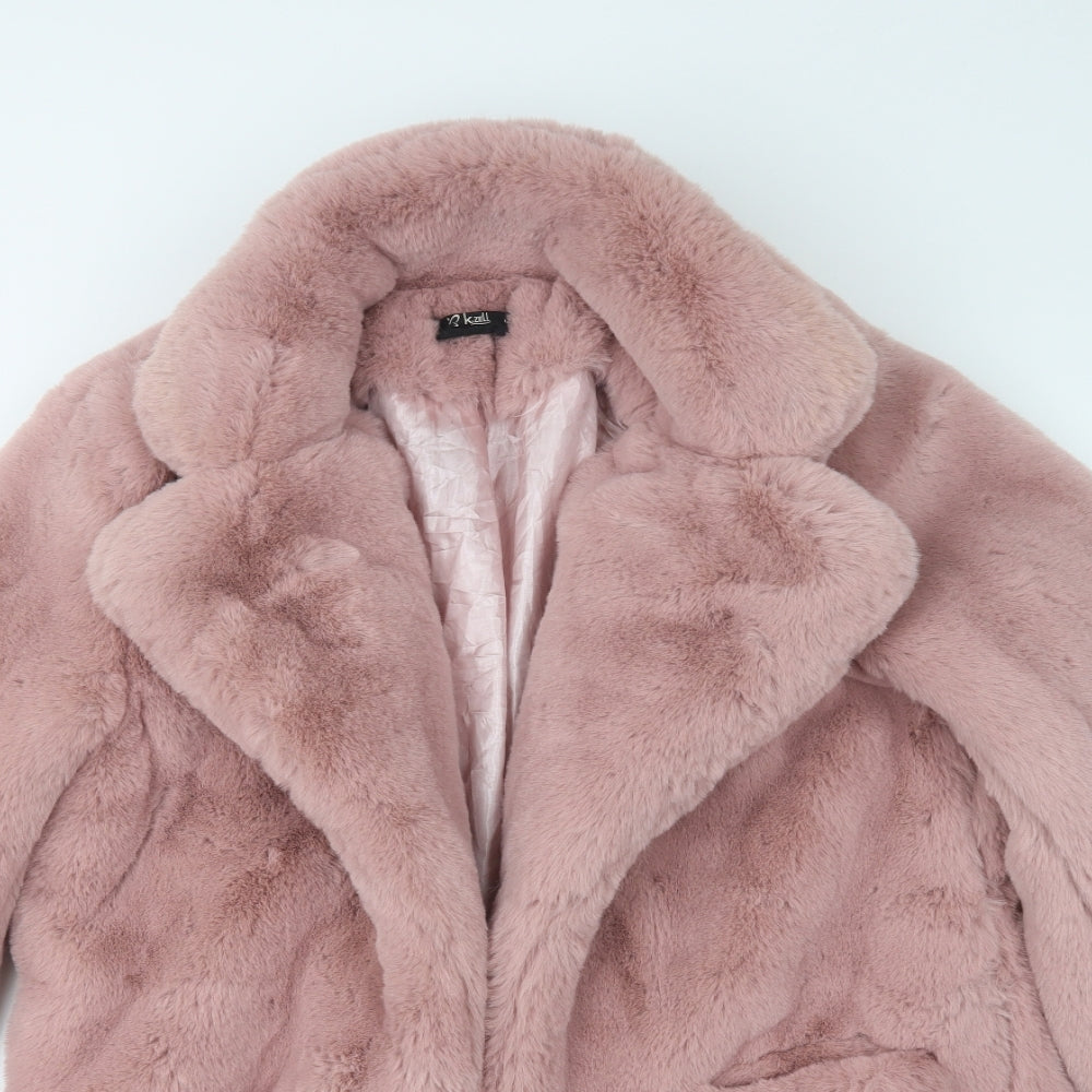 k.zell Womens Pink   Overcoat Coat Size S  Snap - Faux Fur