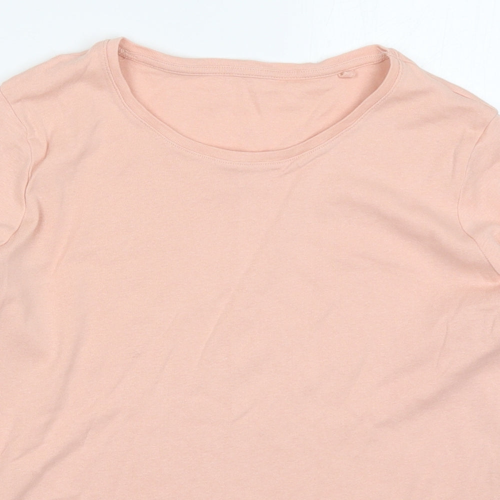 Preworn Womens Pink  Cotton Basic T-Shirt Size 16 Crew Neck