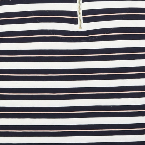 Marks and Spencer Womens Blue Striped Viscose Basic T-Shirt Size 18 Round Neck