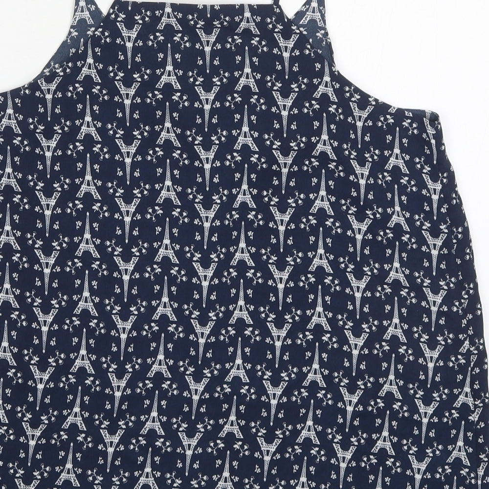 ESMARA Womens Blue  Polyester Basic Tank Size 12 Round Neck - Eiffel Towers