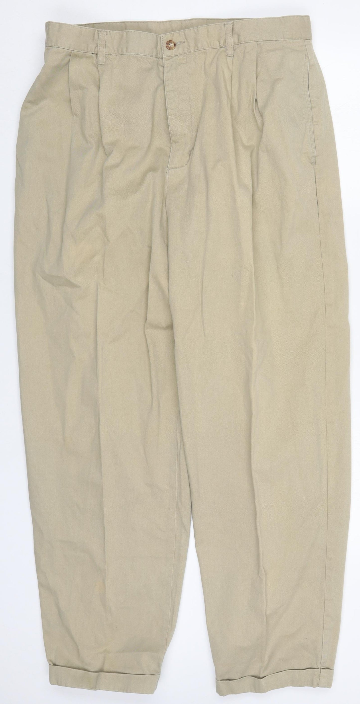 Preworn Mens Beige  Cotton Chino Trousers Size 34 L30 in Regular Button