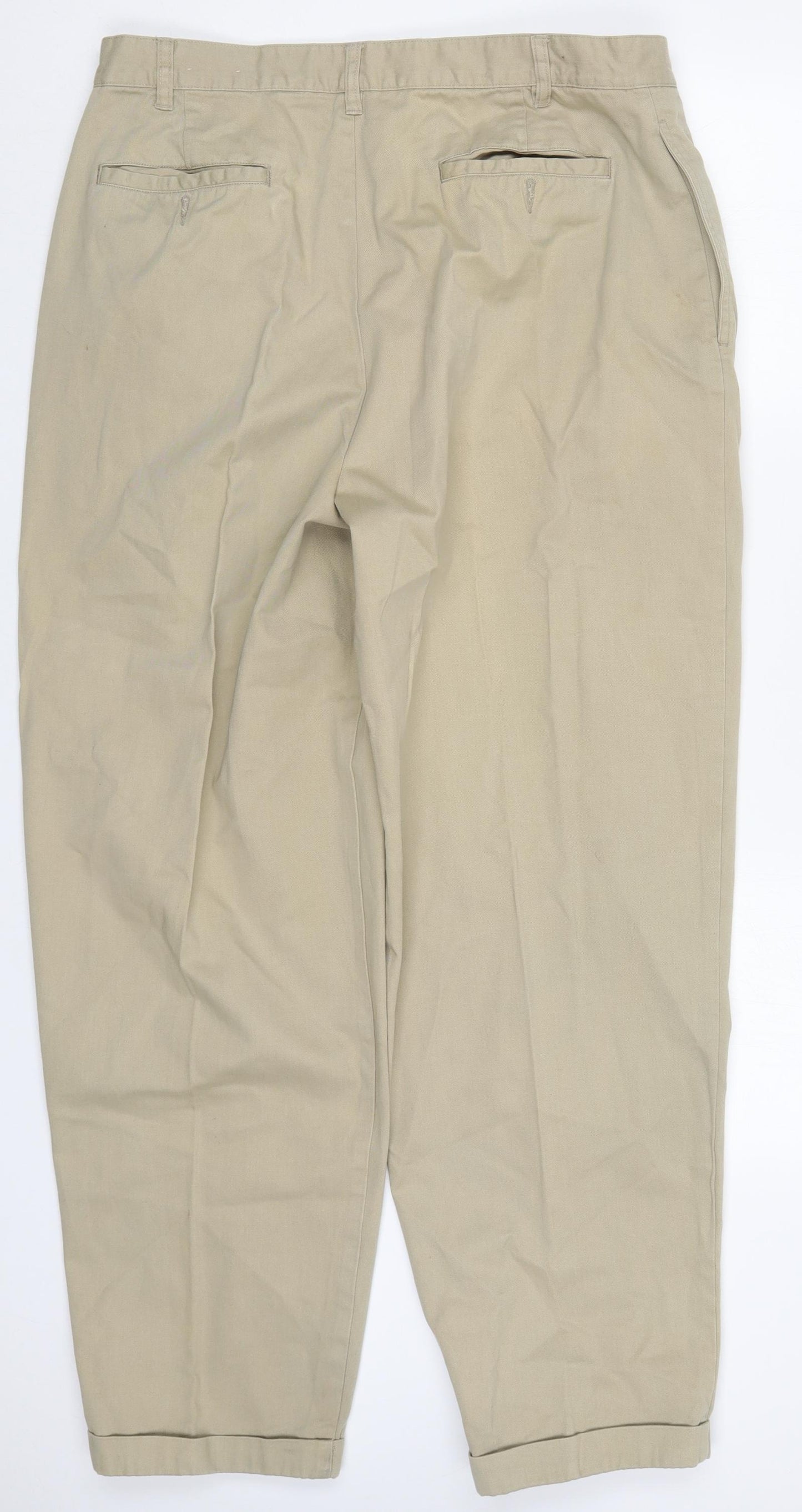 Preworn Mens Beige  Cotton Chino Trousers Size 34 L30 in Regular Button