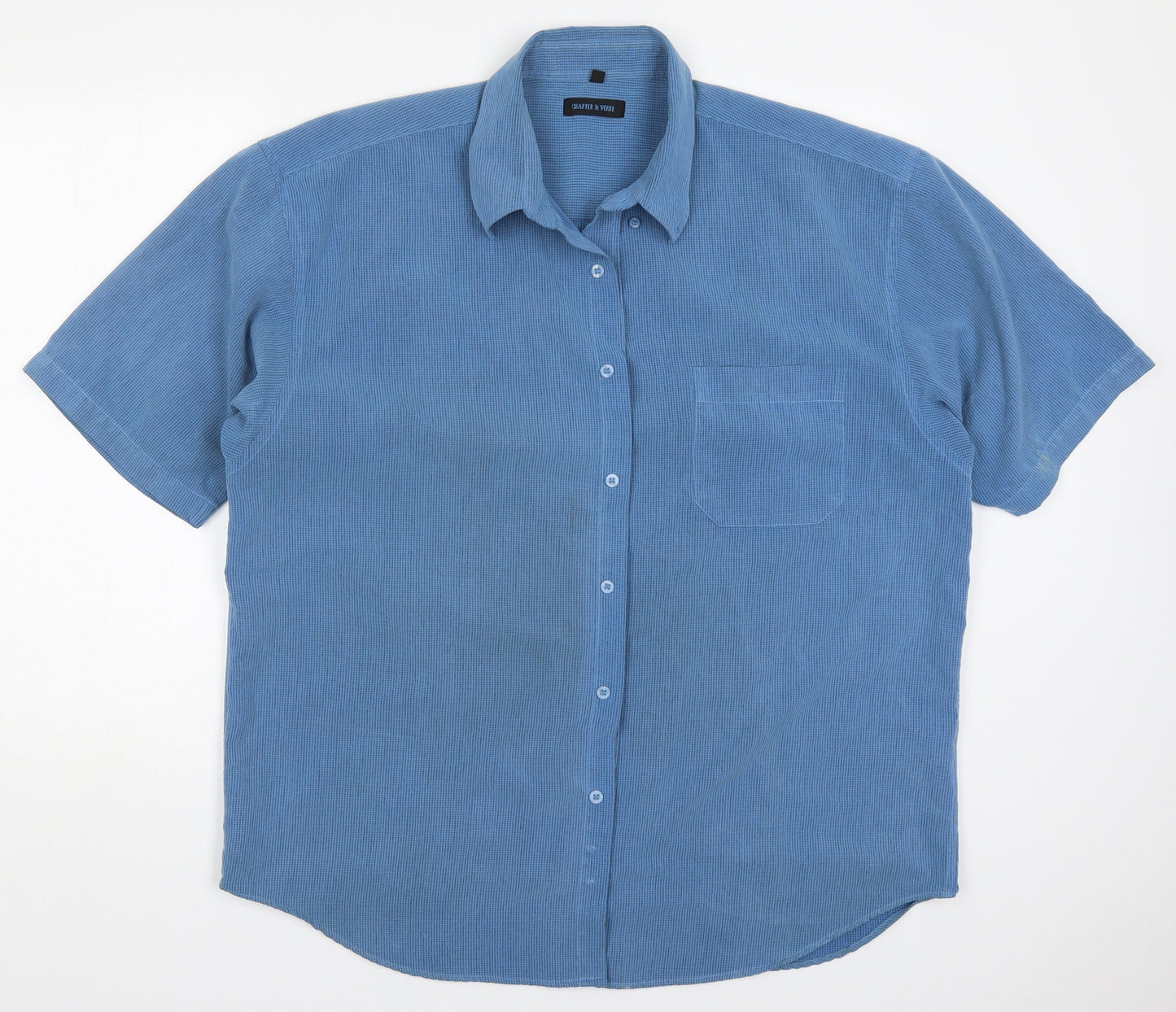 Chapter & Verse Mens Blue Camouflage Polyester  Button-Up Size 2XL Collared Button