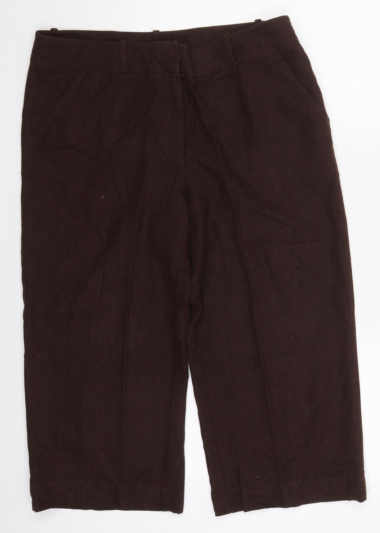 Anne Brooks Womens Brown  Linen Bermuda Shorts Size 14 L20 in Regular Hook & Eye