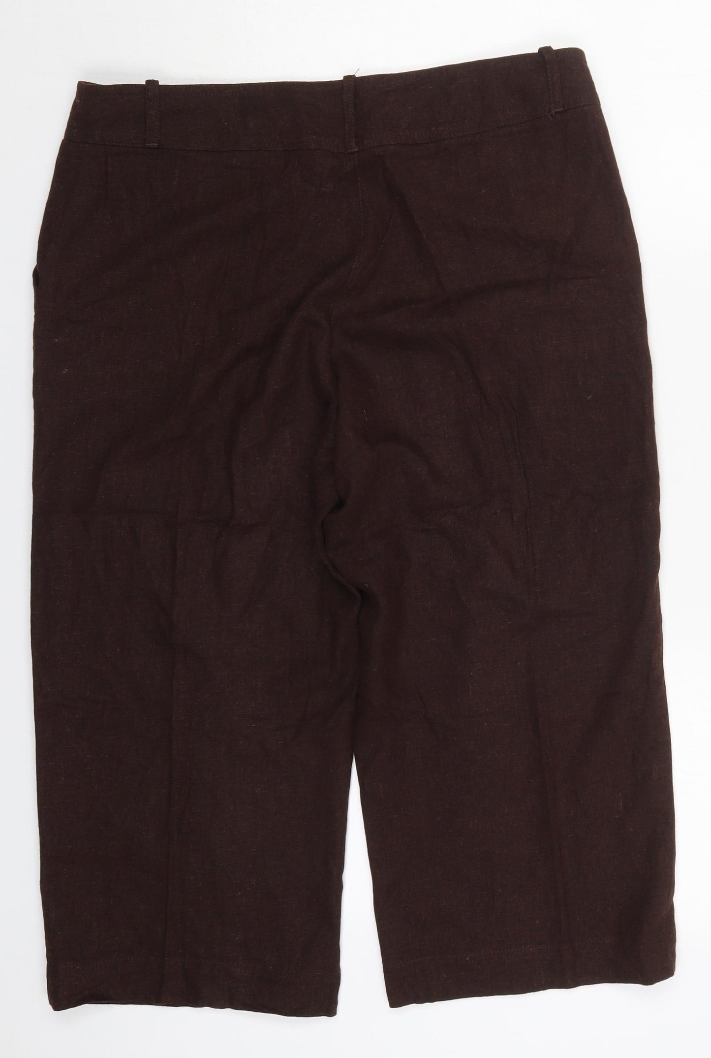 Anne Brooks Womens Brown  Linen Bermuda Shorts Size 14 L20 in Regular Hook & Eye
