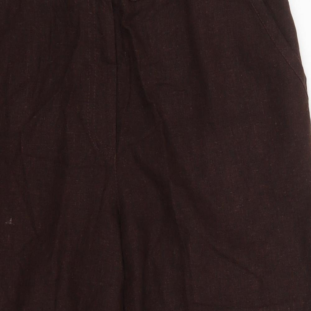 Anne Brooks Womens Brown  Linen Bermuda Shorts Size 14 L20 in Regular Hook & Eye