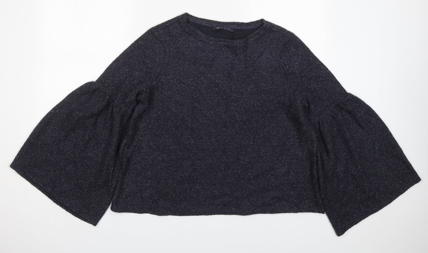 Marks and Spencer Womens Blue Round Neck  Acrylic Pullover Jumper Size 16