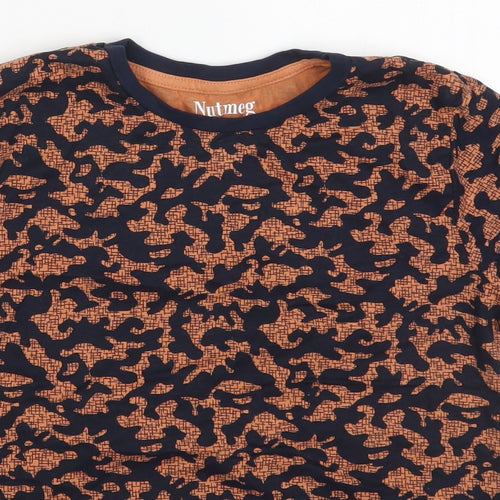 Nutmeg Boys Orange Camouflage Cotton Basic T-Shirt Size 10-11 Years Crew Neck Pullover