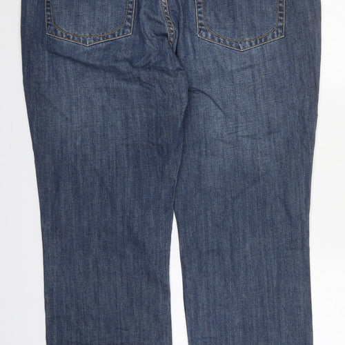 Boseding Mens Blue  Cotton Straight Jeans Size 42 L30 in Regular Button