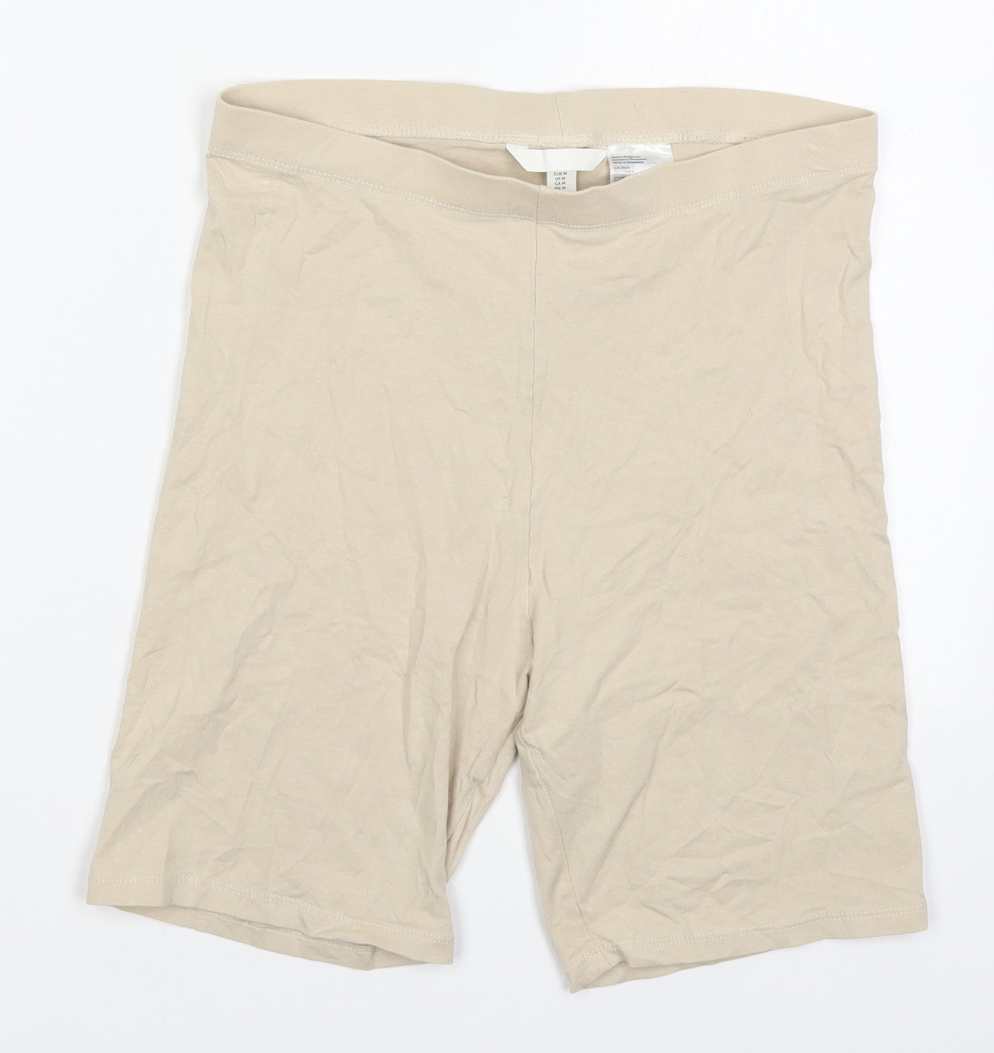 H&M Womens Beige  Cotton Biker Shorts Size M L7 in Regular