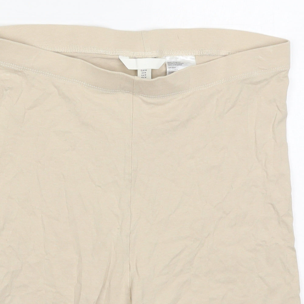 H&M Womens Beige  Cotton Biker Shorts Size M L7 in Regular