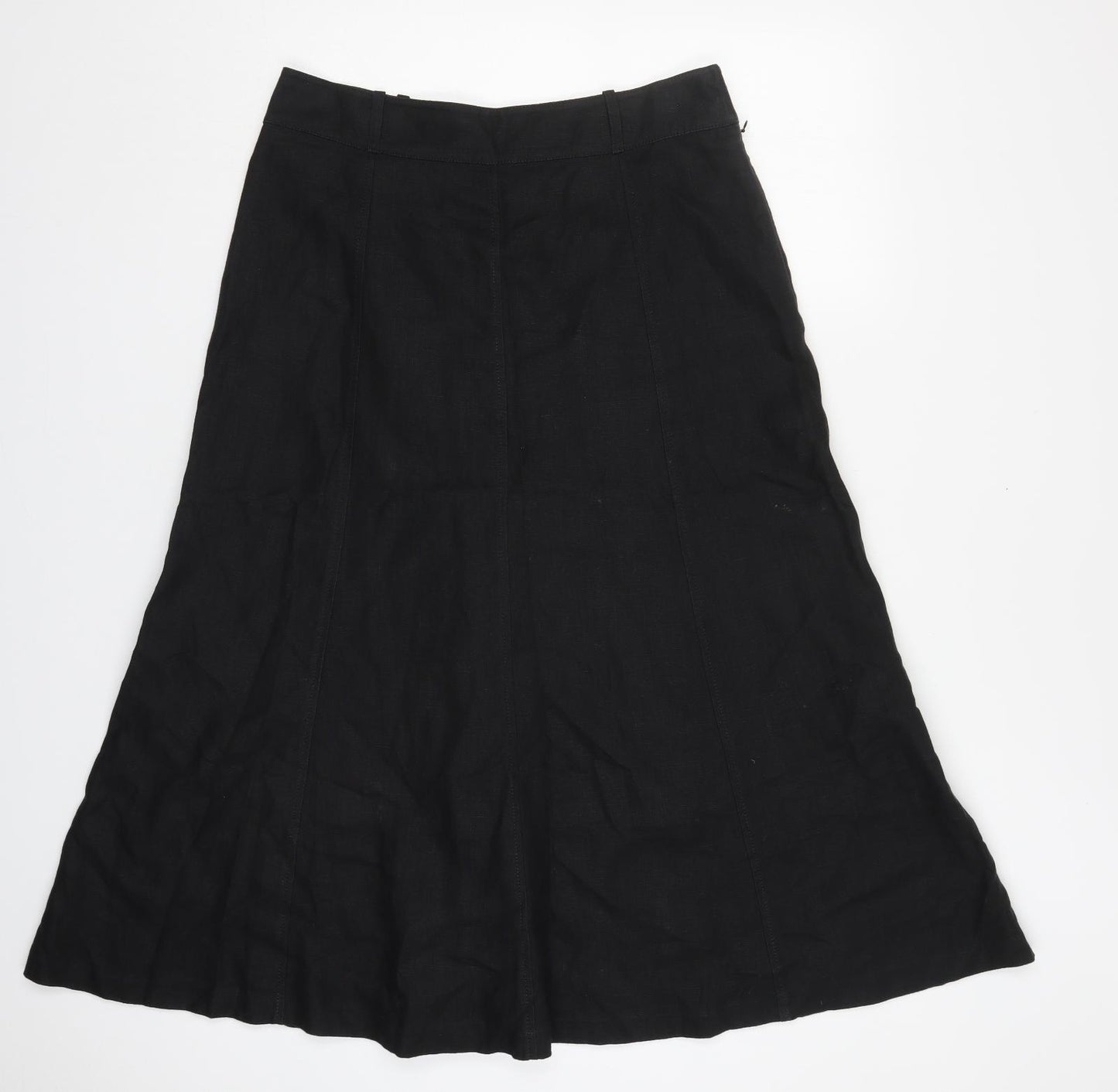 NEXT Womens Black  Linen A-Line Skirt Size 12   Zip
