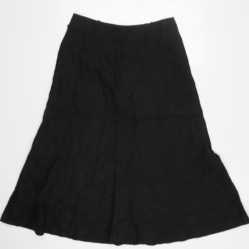 NEXT Womens Black  Linen A-Line Skirt Size 12   Zip
