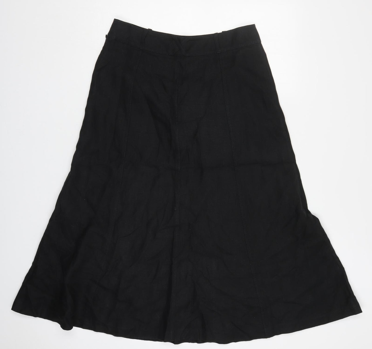NEXT Womens Black  Linen A-Line Skirt Size 12   Zip