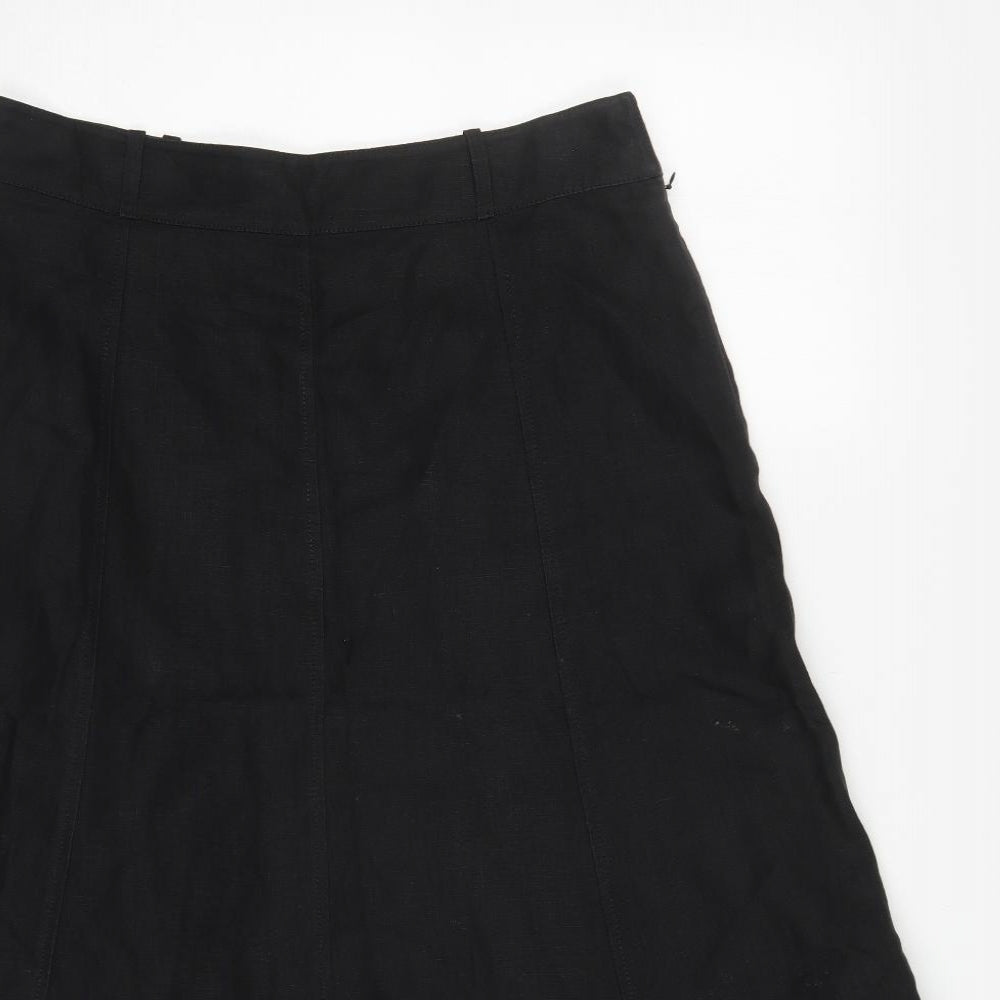 NEXT Womens Black  Linen A-Line Skirt Size 12   Zip