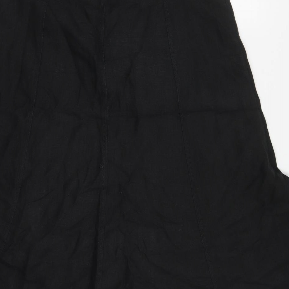 NEXT Womens Black  Linen A-Line Skirt Size 12   Zip