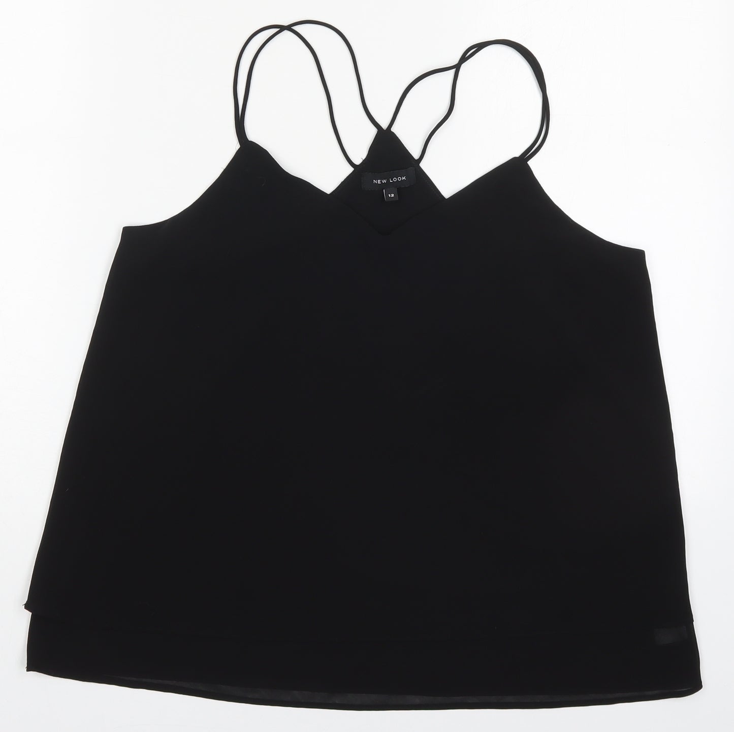 New Look Womens Black  Polyester Basic Tank Size 12 Round Neck