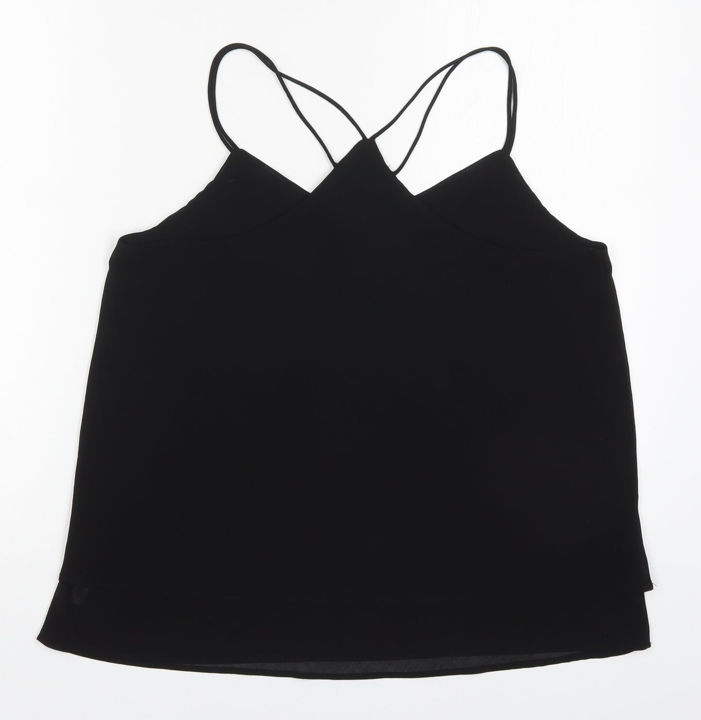 New Look Womens Black  Polyester Basic Tank Size 12 Round Neck