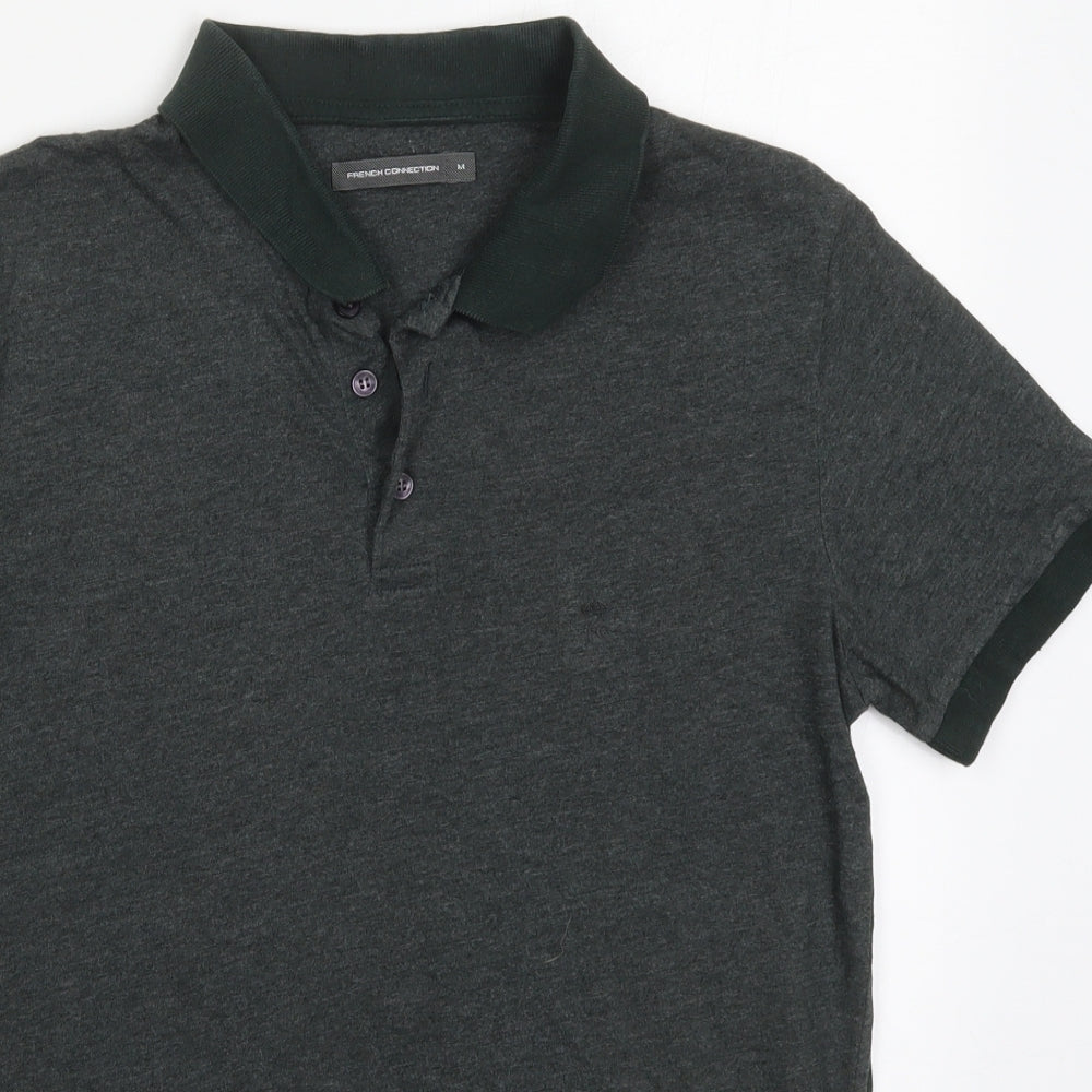 French Connection Mens Green  Cotton  Polo Size M Collared Pullover