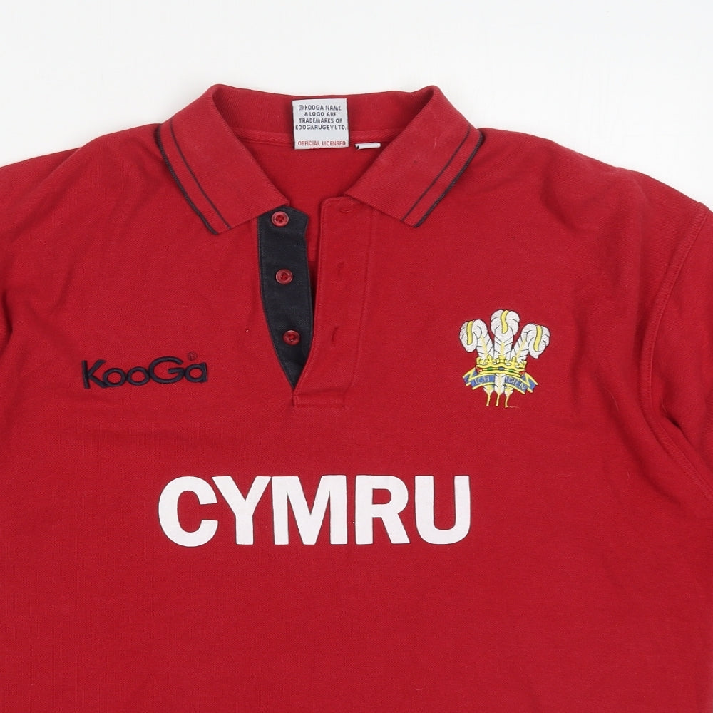 Kangol Mens Red  Cotton  Polo Size L Collared Pullover - Cymru