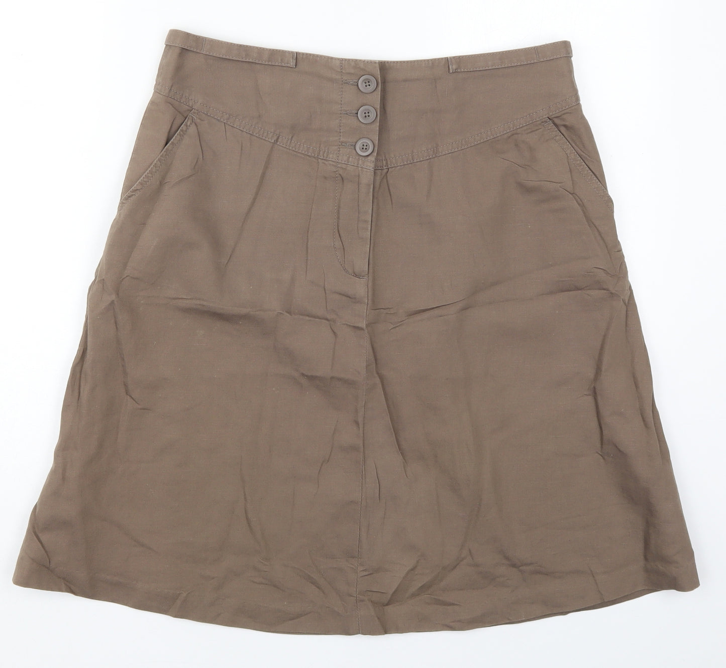 Gap Womens Brown  Cotton A-Line Skirt Size 10   Button