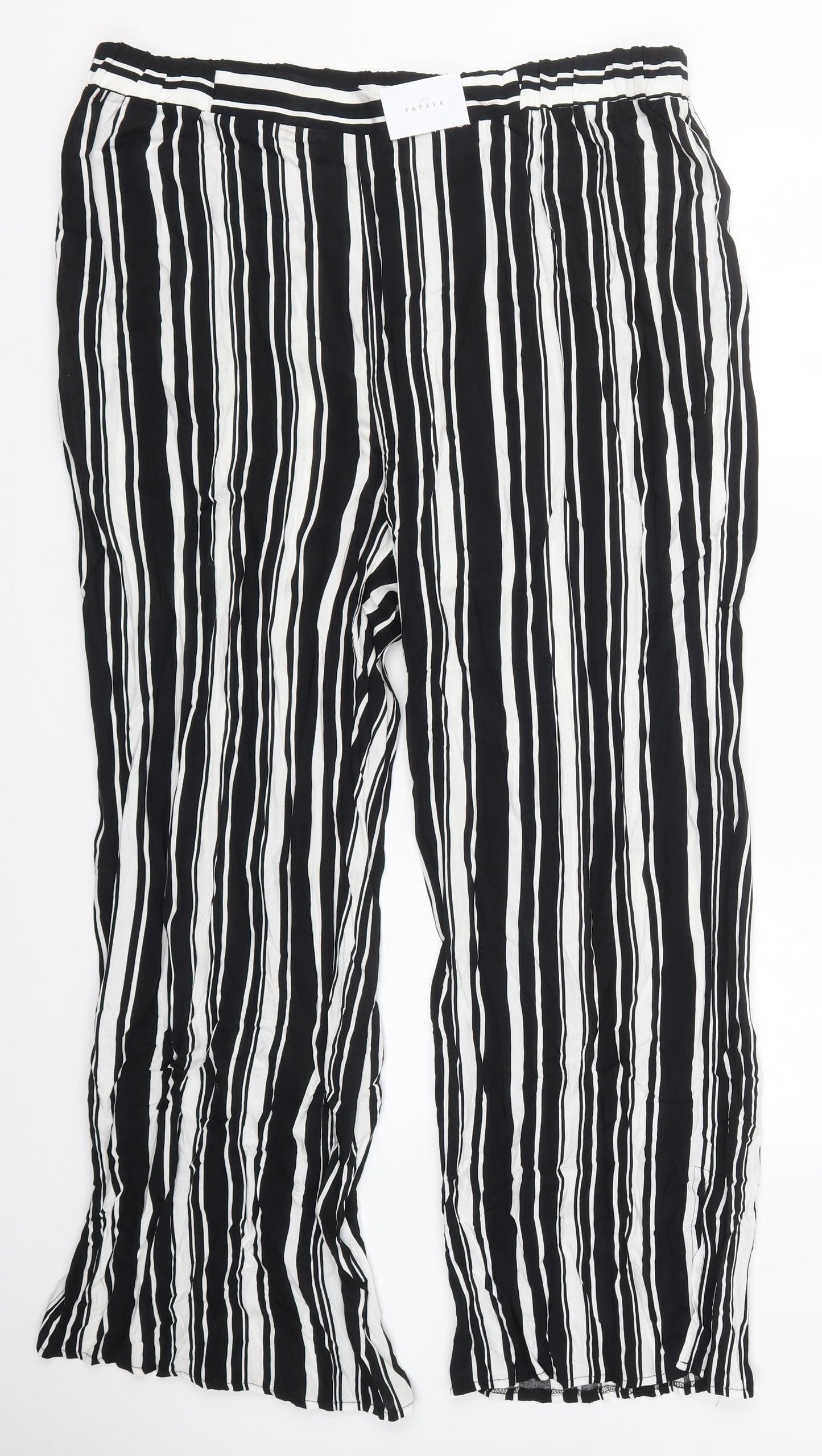 Papaya Womens Black Striped Viscose Trousers  Size 18 L29 in Regular  - Black and White
