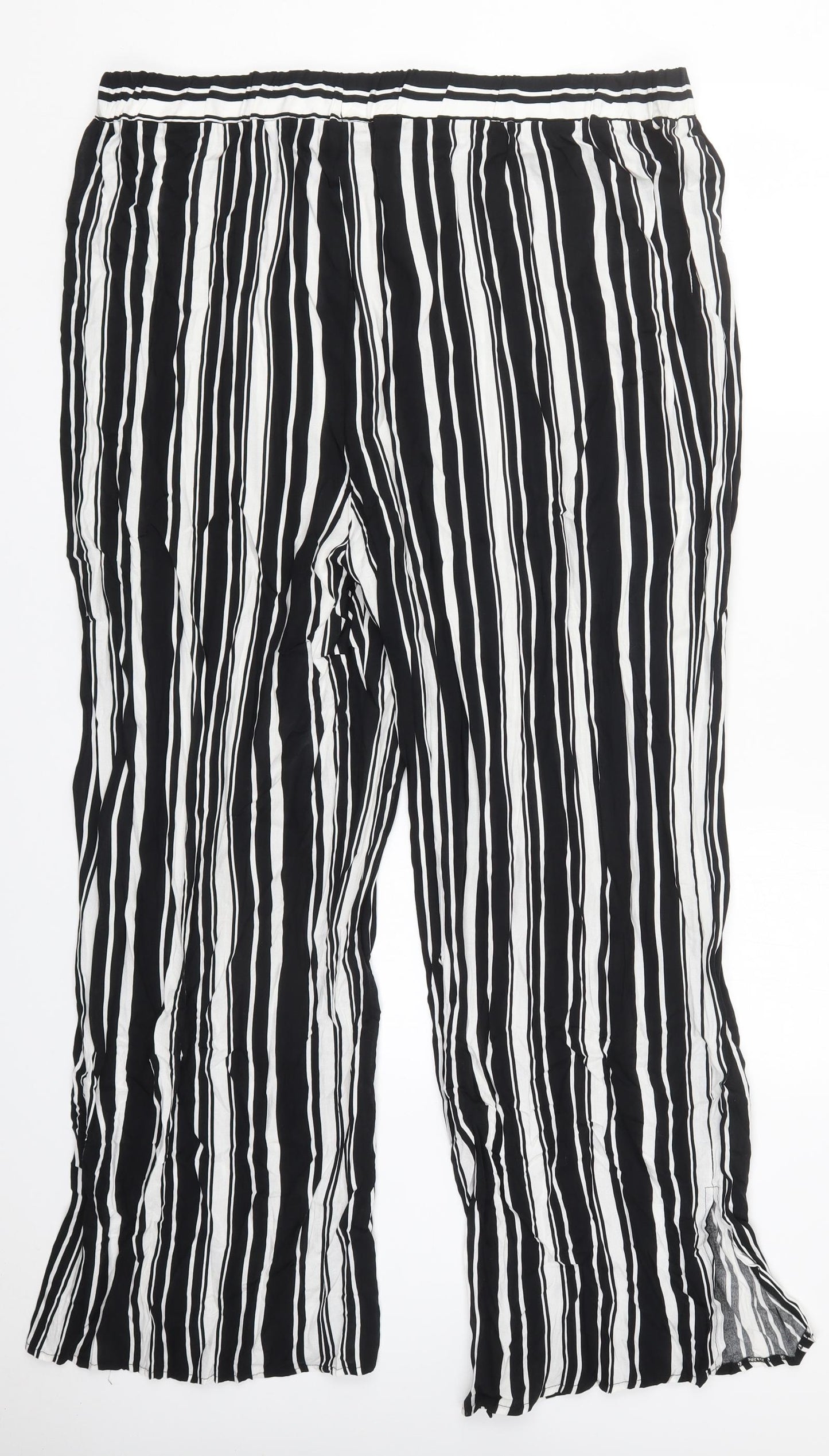 Papaya Womens Black Striped Viscose Trousers  Size 18 L29 in Regular  - Black and White