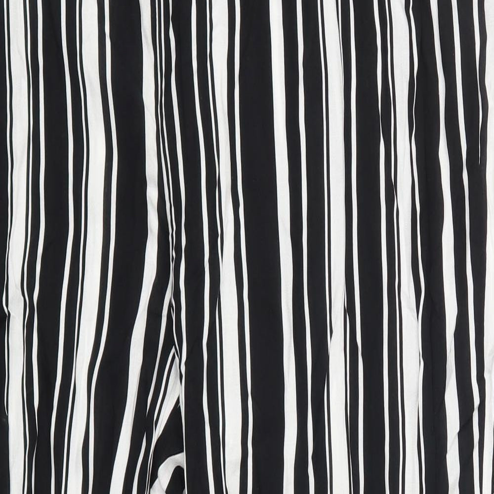 Papaya Womens Black Striped Viscose Trousers  Size 18 L29 in Regular  - Black and White