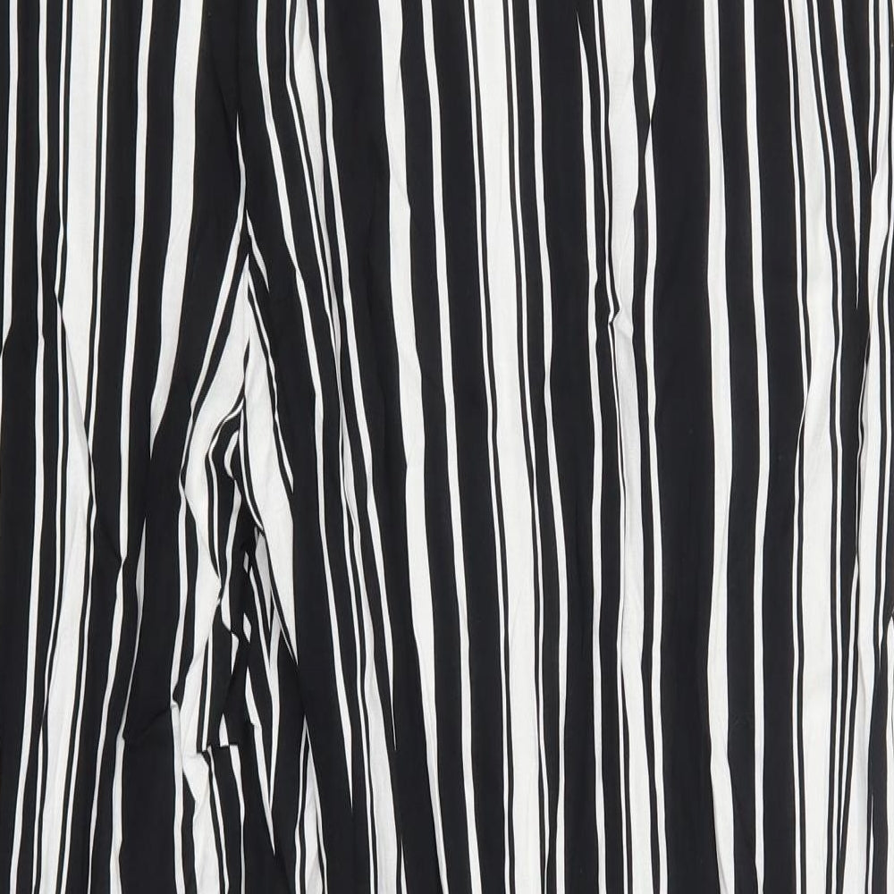 Papaya Womens Black Striped Viscose Trousers  Size 18 L29 in Regular  - Black and White