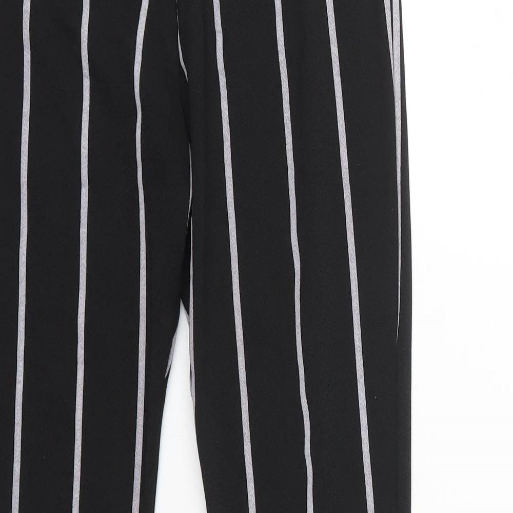 Nasty Gal Womens Black Striped Polyester Trousers  Size 6 L30 in Regular