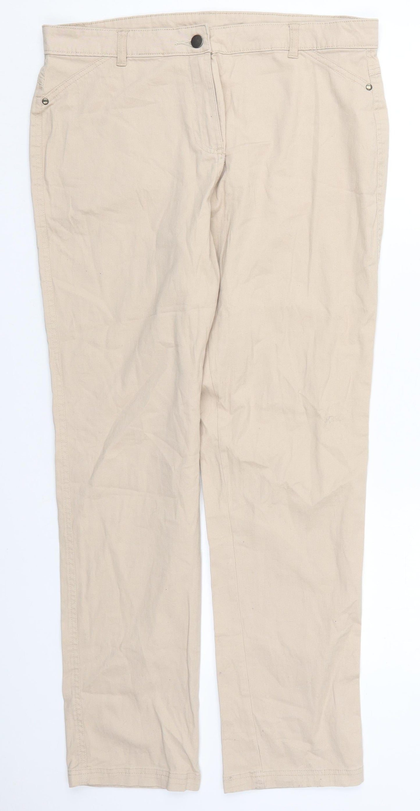 Epilogue Womens Beige  Cotton Trousers  Size 14 L30 in Regular Button