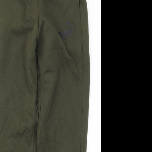 PUMA Boys Green  Cotton Sweatpants Trousers Size 9-10 Years  Regular Drawstring