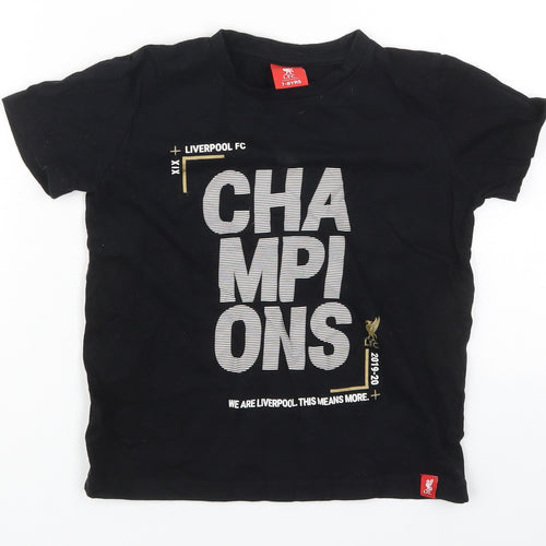 LFC Boys Black  Cotton Basic T-Shirt Size 7-8 Years Crew Neck Pullover - Champions