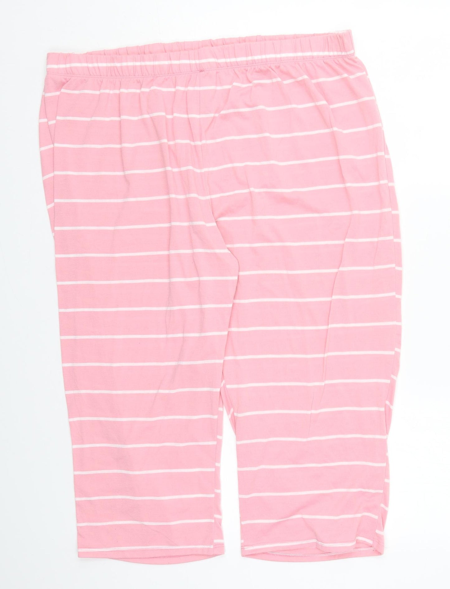Matalan Womens Pink Striped Polyester Cropped Trousers Size 20 L20 in Regular  - Loungewear