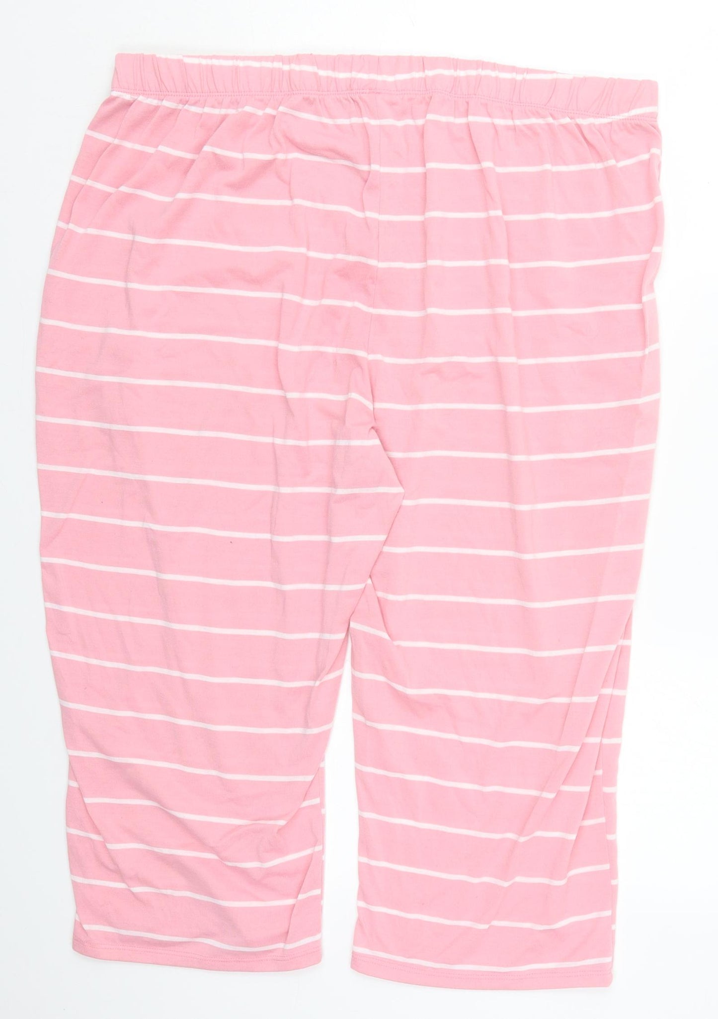 Matalan Womens Pink Striped Polyester Cropped Trousers Size 20 L20 in Regular  - Loungewear