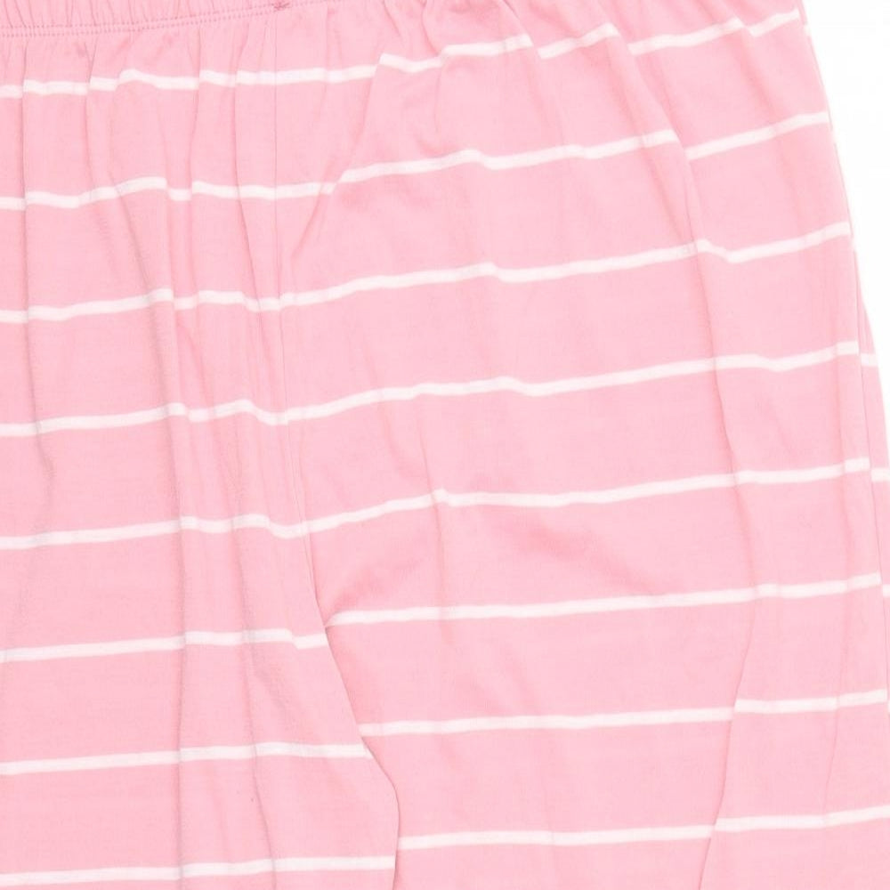 Matalan Womens Pink Striped Polyester Cropped Trousers Size 20 L20 in Regular  - Loungewear