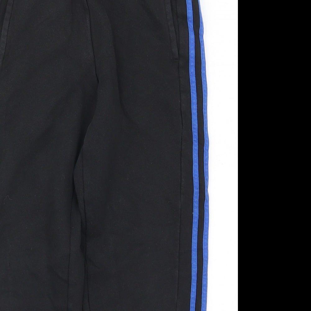 adidas Boys Black Striped Cotton Sweatpants Trousers Size 11-12 Years  Regular Drawstring - Blue