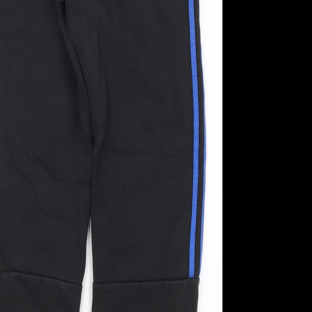 adidas Boys Black Striped Cotton Sweatpants Trousers Size 11-12 Years  Regular Drawstring - Blue
