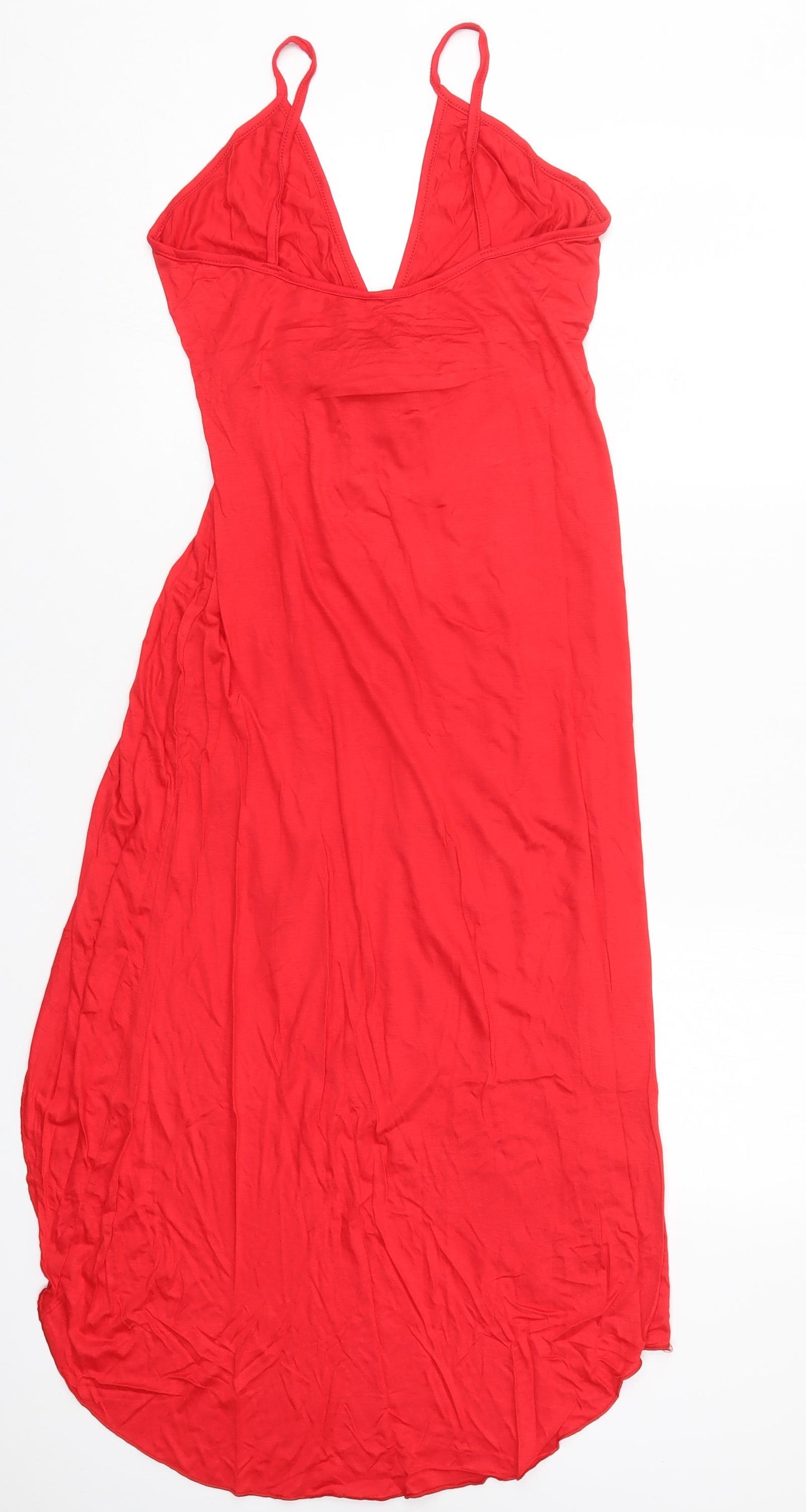 Preworn Womens Red  Viscose Tank Dress  Size M  V-Neck Pullover