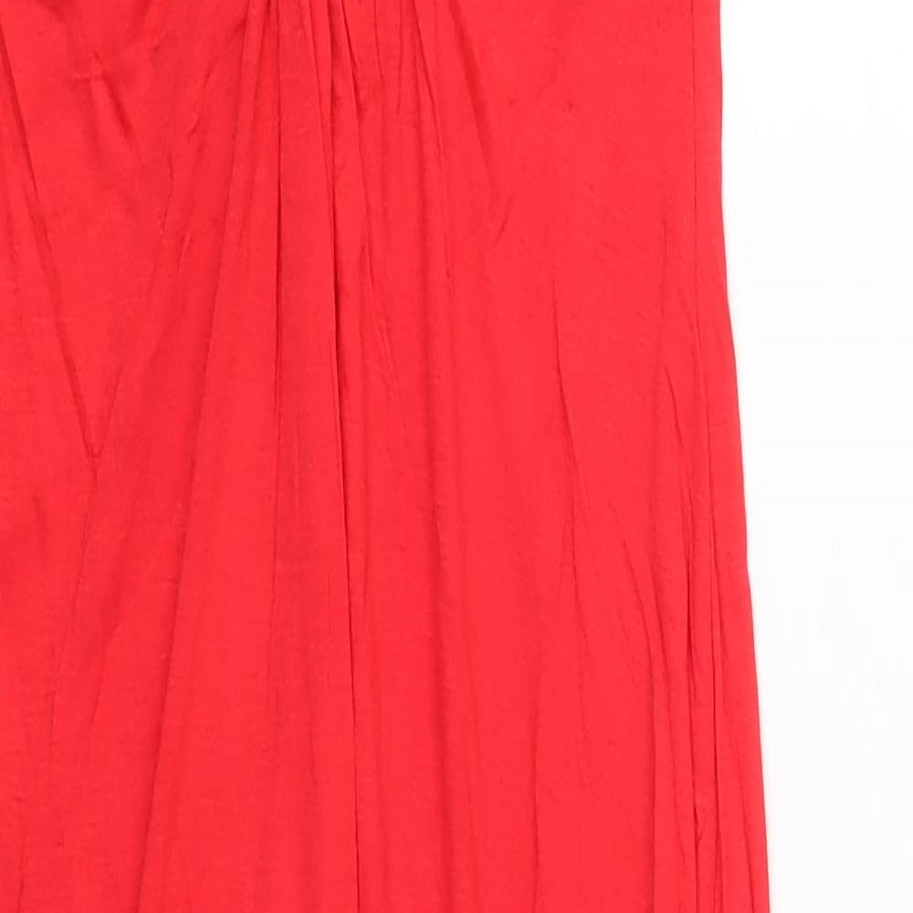 Preworn Womens Red  Viscose Tank Dress  Size M  V-Neck Pullover