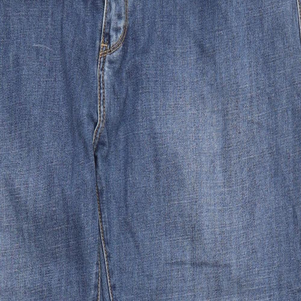 Boseding Mens Blue  Cotton Straight Jeans Size 42 L30 in Regular Button