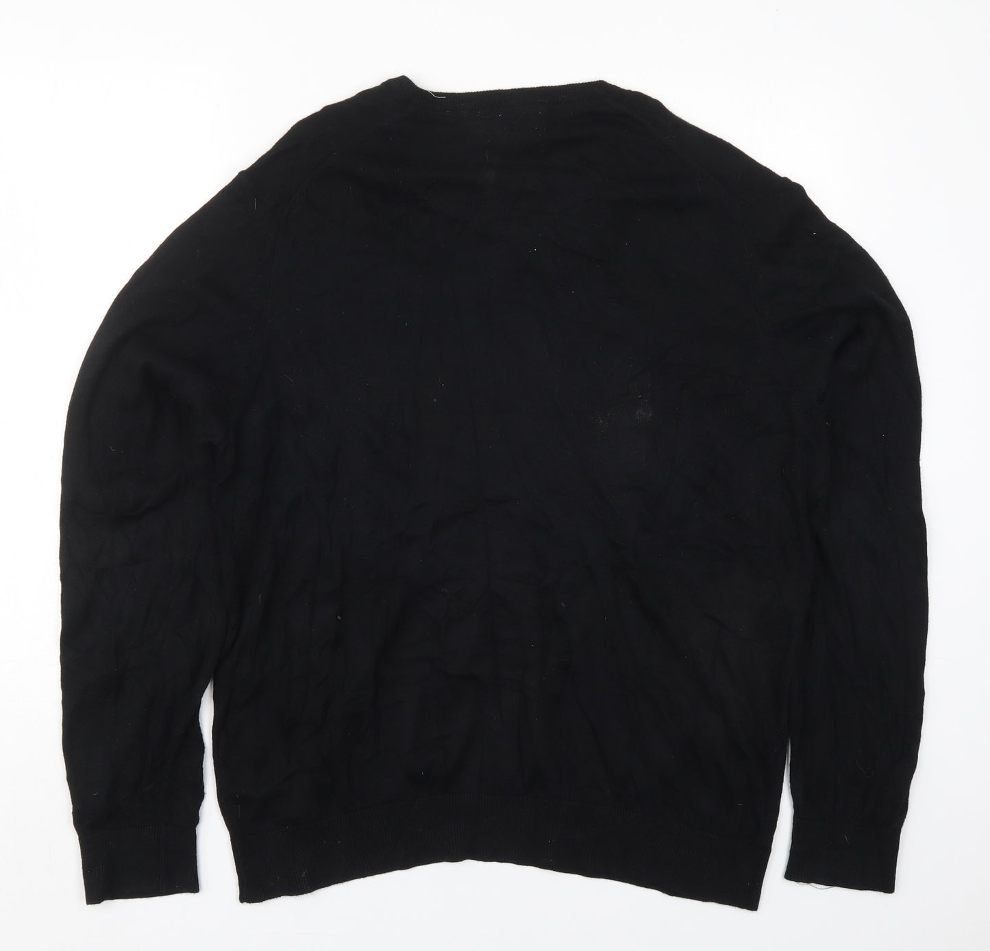 Marks and Spencer Mens Black V-Neck  Cotton Pullover Jumper Size XL