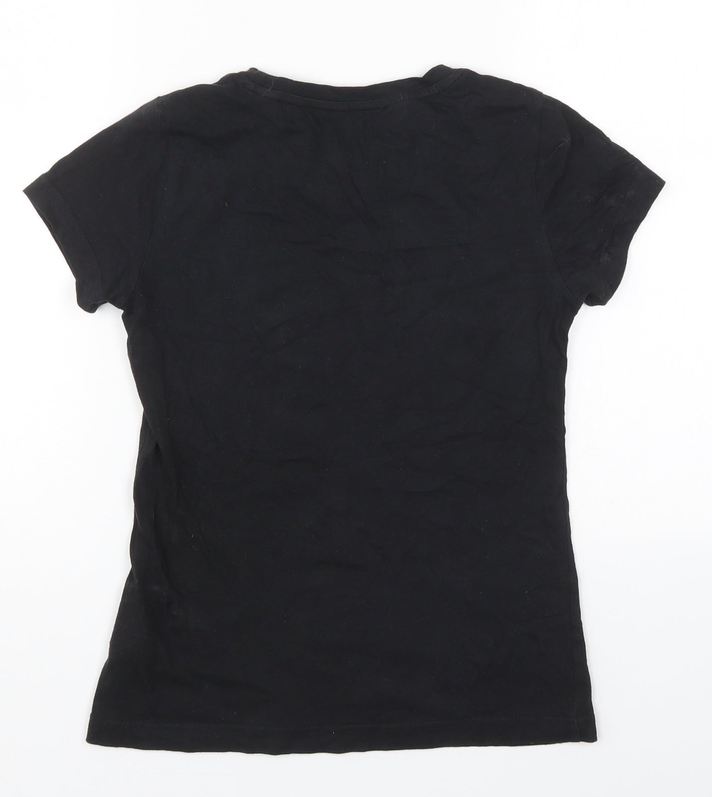 adidas Girls Black  Cotton Basic T-Shirt Size 13-14 Years Crew Neck Pullover