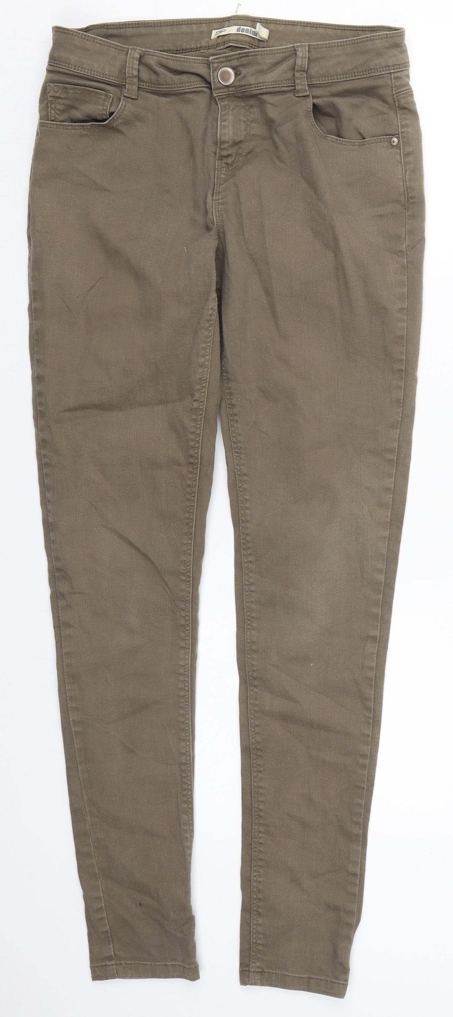 Dorothy Perkins Womens Green  Cotton Skinny Jeans Size 10 L29 in Regular Button