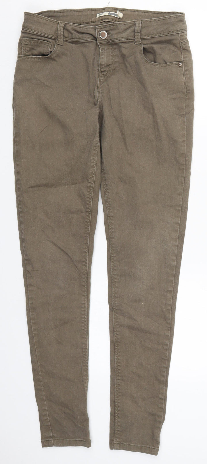 Dorothy Perkins Womens Green  Cotton Skinny Jeans Size 10 L29 in Regular Button