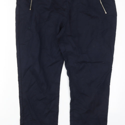 F&F Womens Blue  Cotton Trousers  Size 10 L26 in Regular Hook & Eye